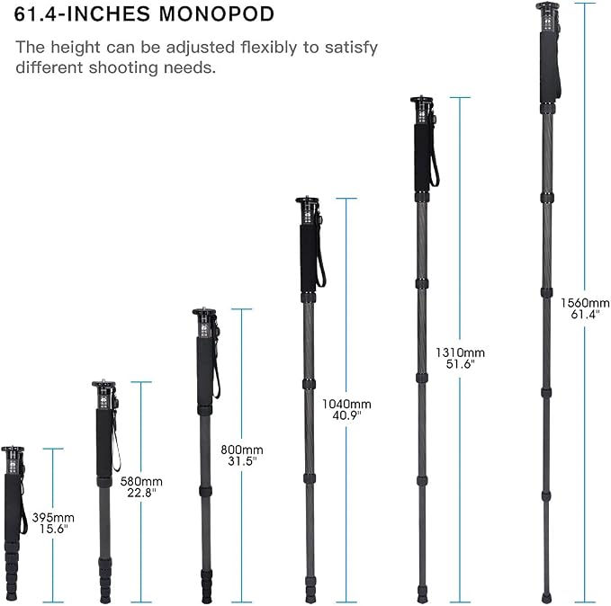 SIRUI Camera Monopod P-326 6 Section Carbon Fiber Compact Lightweight Travel - Image 4
