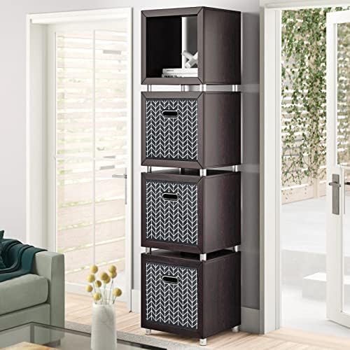 Black Foldable Storage Cubes Bins, Fabric Storage Box Cubes Organizer Baskets - Image 4