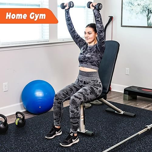 SUPERJARE 0.4'' Thick 24 Pcs 96 Sq Ft Rubber Top Exercise Equipment Mats - Image 2
