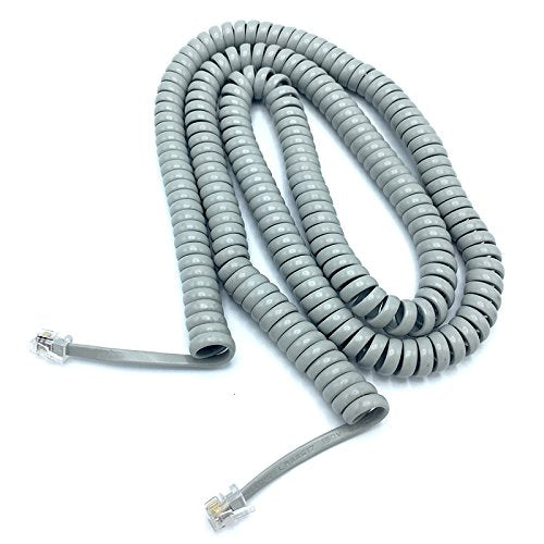 Light Gray 25' Coiled Replacement Telephone Curly Handset Cord by Unknown
