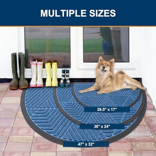 Smiry Half Circle Front Door Mat Outside Entrance, Rubber Doormat - Image 2