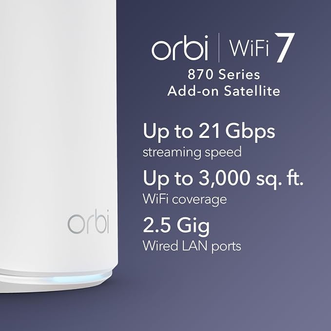 NETGEAR Orbi 870 Series Tri-Band WiFi 7 Mesh Add-on Satellite – Works - Image 2