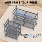Expandable Shoe Rack for Closet, Shoe Storage - Image 4