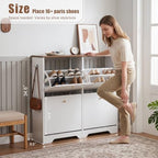 Nicetree Shoe Cabinet, 4 Flip Drawers Slim White - Image 2