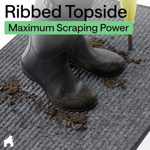 GORILLA GRIP Traffic Guard Indoor Outdoor Heavy Duty Door Mat 35x23 Lt Gray - Image 4