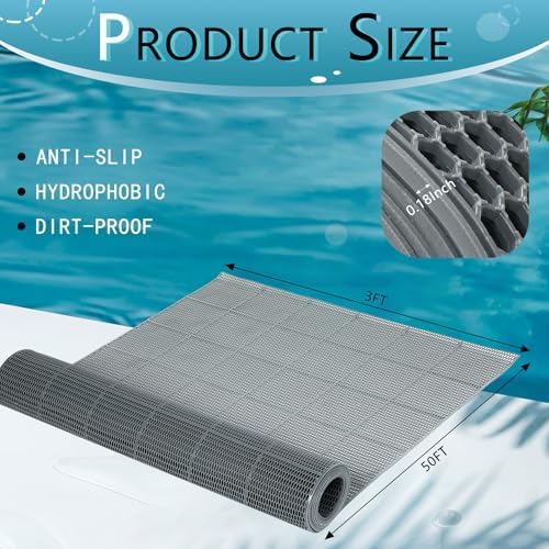 Tondiamo Pool Mats Non Slip Drainage Floor Pool Deck Mats, 3X 50 Ft - Image 2