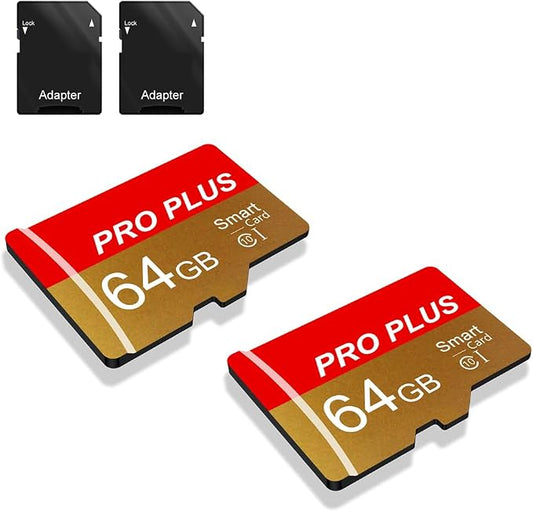 2 Pack Memory Card 64GB with Adapter, High Speed TF Card, UHS-I C10 A1 Memory by Bliksem