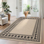 GarveeHome Solid Bordered Easy Jute Rug 5x7 Washable Jute Rugs by GarveeHome