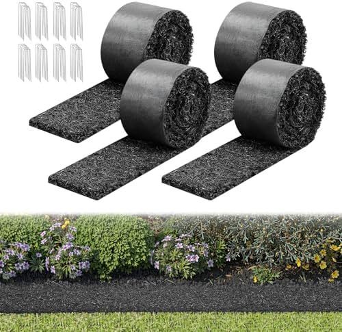 VEVOR Rubber Mulch Mat Roll, 4 Rolls 120 x 4.5 in, Recycled Rubber Permanent by VEVOR