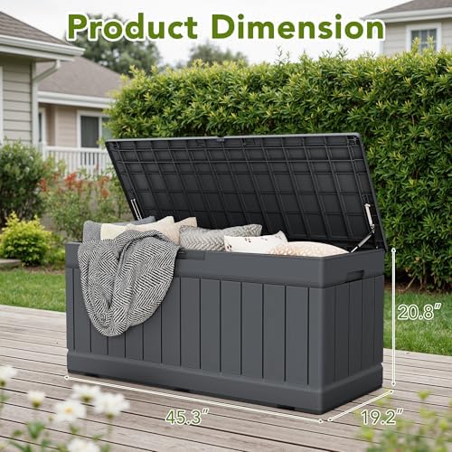 Devoko 78 Gallon Deck Box, Waterproof Resin Outdoor Storage Box - Image 4