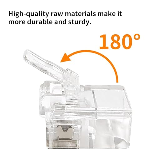 RJ12 6P6C Connectors 6 Pin Telephone Line Cable Wire Male Plug - Image 3
