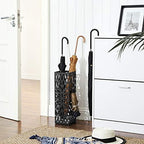 SONGMICS Umbrella Stand, Steel Square, Detachable Drip Tray, 4 Hooks - Image 2