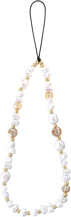 Beaded Phone Charm Lanyard Strap Girly Style Fixed Beads Pearl Lanyards by Staqlo