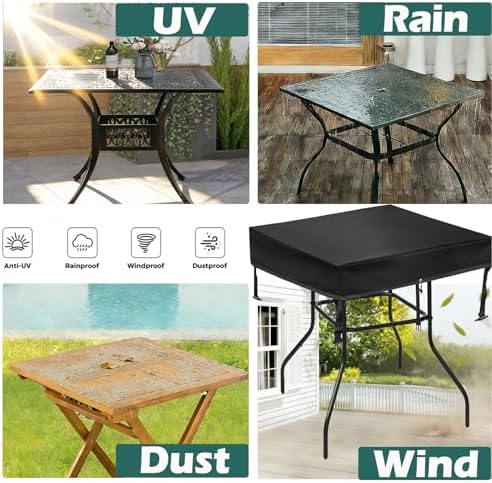 SUNICO Outdoor Table Covers Waterproof Square 36x36x6in - Image 6