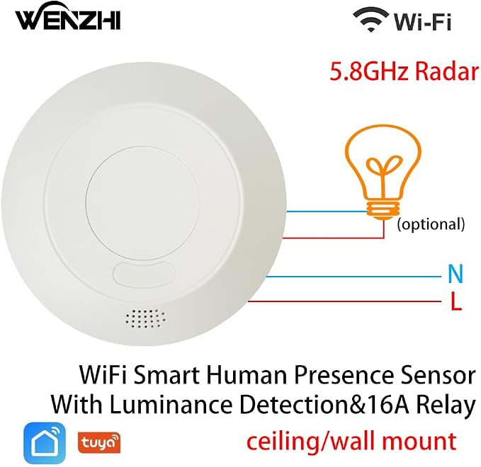 Presence Sensor, WenzhiIoT Smart Motion Sensor WiFi 5.8 GHz Radar MmWave - Image 2