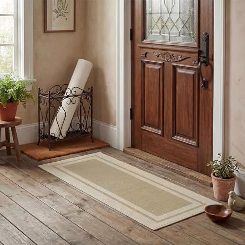 Artoid Mode Beige Absorbent Rectangle Non-Skid Doormat, Home Mats Non Slip - Image 2