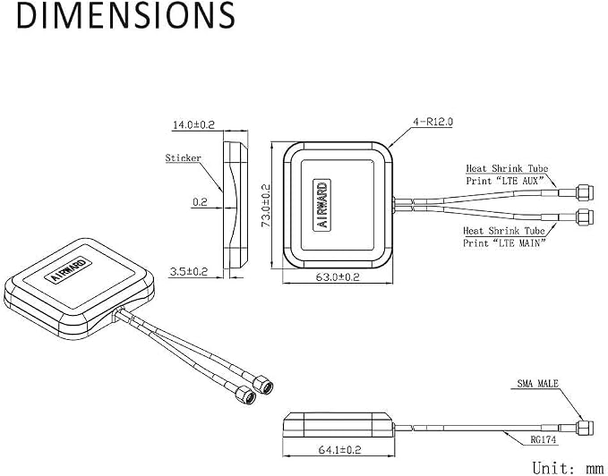 Superbat 4G LTE Antenna Dual Band MIMO Omni-Directional Magnetic Mount Dual SMA - Image 4