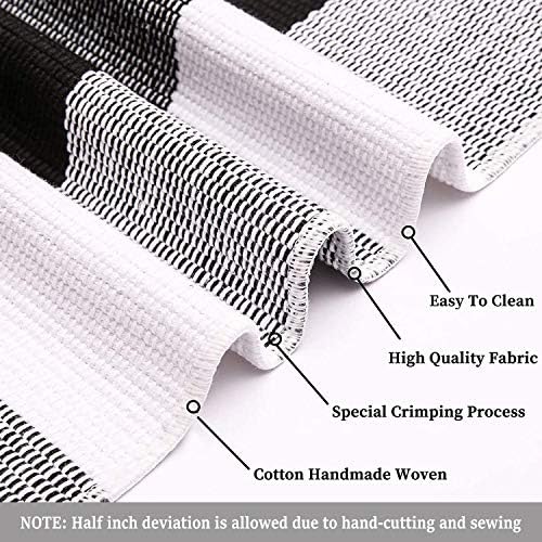 KILOCOCO Buffalo Plaid Checkered Rug 3x5 ft Black White Front Door Rug - Image 5