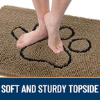 OLANLY Dog Door Mat for Muddy Paws 40x32, Paw Print Design Chenille Mud Mat - Image 4