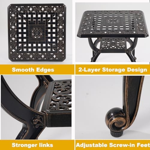 Cast Aluminum Outdoor Side Table, Small Patio Table, Outdoor Coffee Tables - Image 3