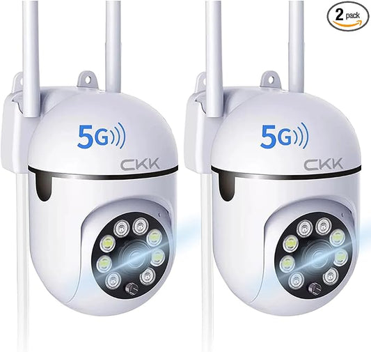 CKK 1080P Security Camera Outdoor Corded Power, 360° Pan/Tilt, Color Night by CKK