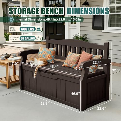 Devoko 80 Gallon Storage Bench Deck Box Waterproof&Lockable - Image 2