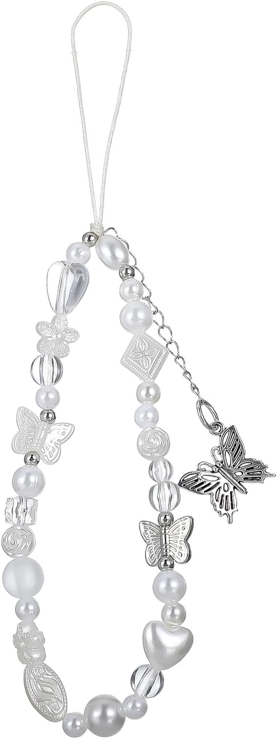 Beaded Camera Wrist Strap Butterfly Cellphone Lanyard Strap Y2K Phone Charms by Unknown