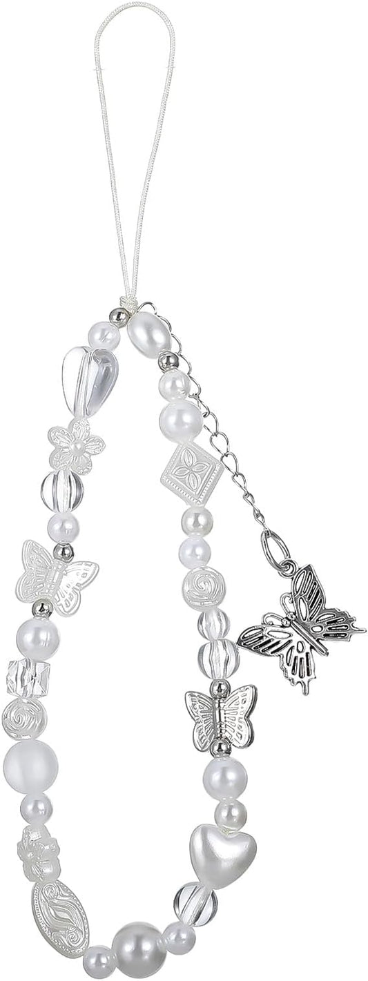 Beaded Camera Wrist Strap Butterfly Cellphone Lanyard Strap Y2K Phone Charms by Unknown