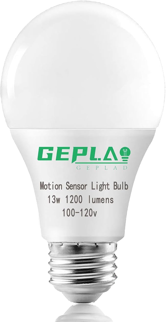 GEPLAD 4-Pack Upgrade Motion Sensor LED Light Bulbs 12W, A19 E26 Dusk to Dawn - Image 2