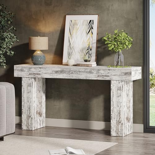Tribesigns 63-Inch Long Console Table, Farmhouse Wooden Sofa Table Behind The by Tribesigns