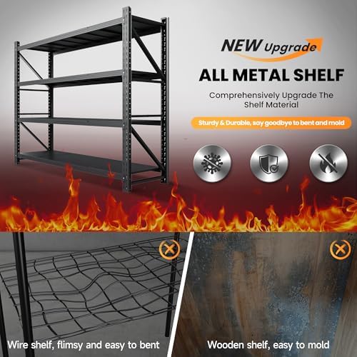 79” Wide Heavy Duty Metal Garage Shelving, Adjustable Storage Shelf - Image 5