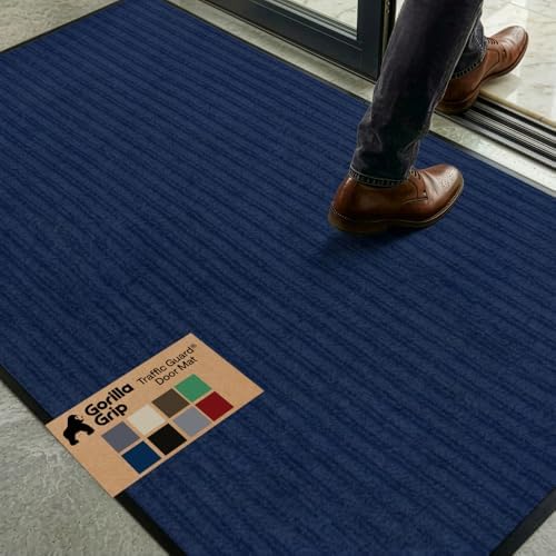 GORILLA GRIP Traffic Guard Indoor Outdoor Heavy Duty Door Mat, 72x48 Blue by GorillaGrip