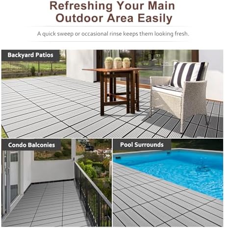 EchoDeck Interlocking Deck Tiles, 44 Pack Patio Tiles Outdoor Interlocking All - Image 5