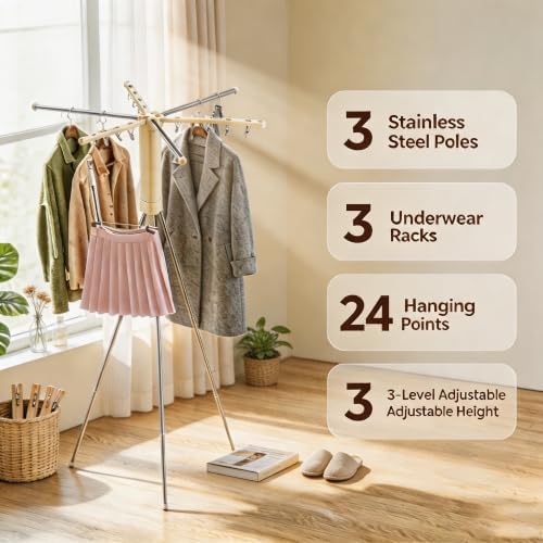 Foldable Tripod Clothes Drying Rack - Image 2
