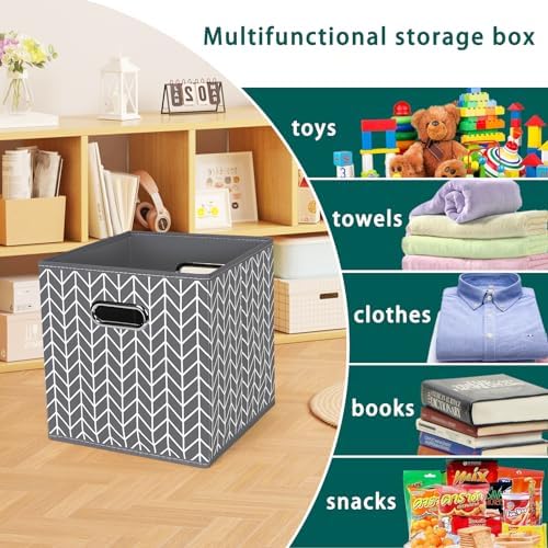 Black Foldable Storage Cubes Bins, Fabric Storage Box Cubes Organizer Baskets - Image 3