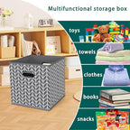 Black Foldable Storage Cubes Bins, Fabric Storage Box Cubes Organizer Baskets - Image 3