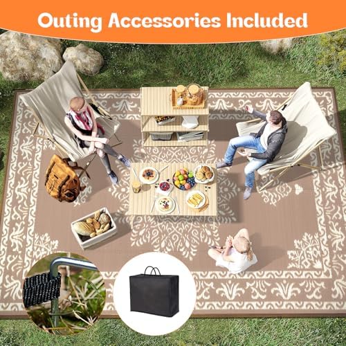Yamaziot 5x8Ft Outdoor Rug Waterproof Plastic Straw Patio Rug - Image 5