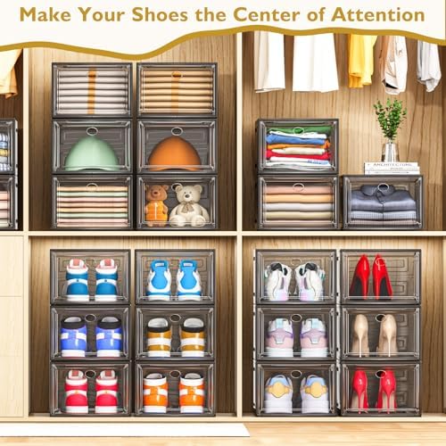 12 Pack Shoe Organizer, Stackable Shoe Storage Boxes - Image 6