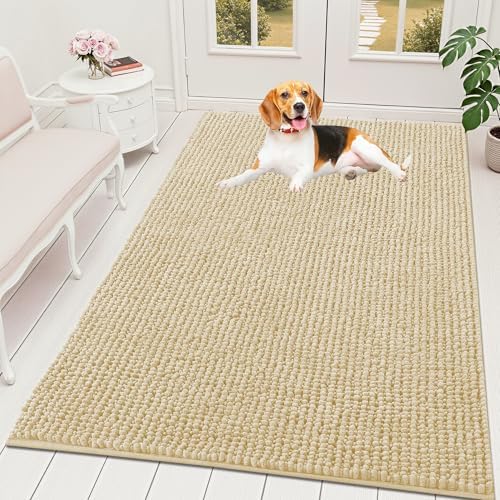 OLANLY Dog Door Mat for Muddy Paws 59x35, Extra Absorbent Chenille Mud Mat by OLANLY