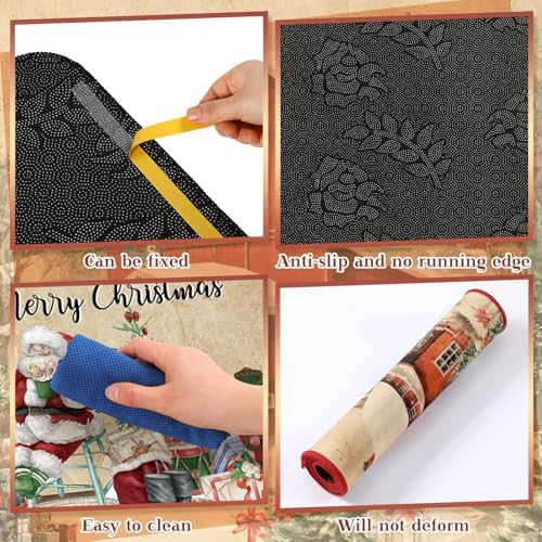 SATINIOR 3 Pcs Vintage Christmas Kitchen Rug and Mat Set Non Slip Floor Mat - Image 6
