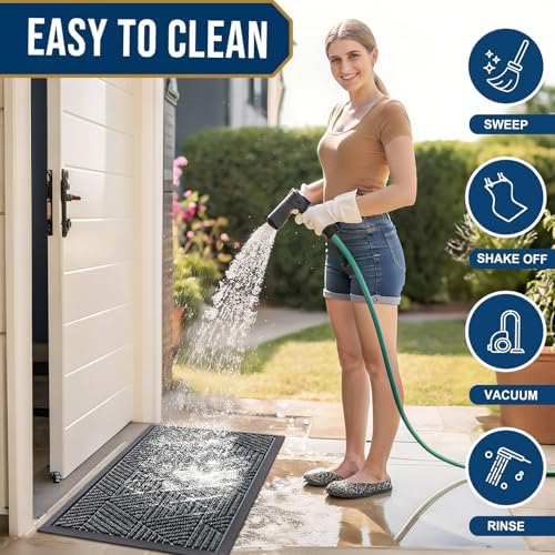 Smiry Front Door Mat Outside Entrance, Low Profile Rubber Doormat - Image 6