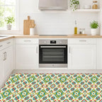 IVN Teal Yellow Floral Peel and Stick Floor Tiles 12x12 Inch 10PCS - Image 5