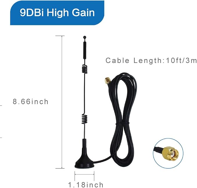 Dual Band Long Range WiFi Antenna, Eifagur 9dbi 2.4GHZ 5GHZ 5.8GHZ RP-SMA - Image 3