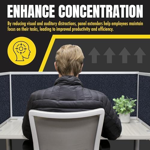 OBEX Acoustic Mounted Screen Privacy Panel Table Top Separator, Sound Blocking Desk Divider (Slate, 24" X 60")
