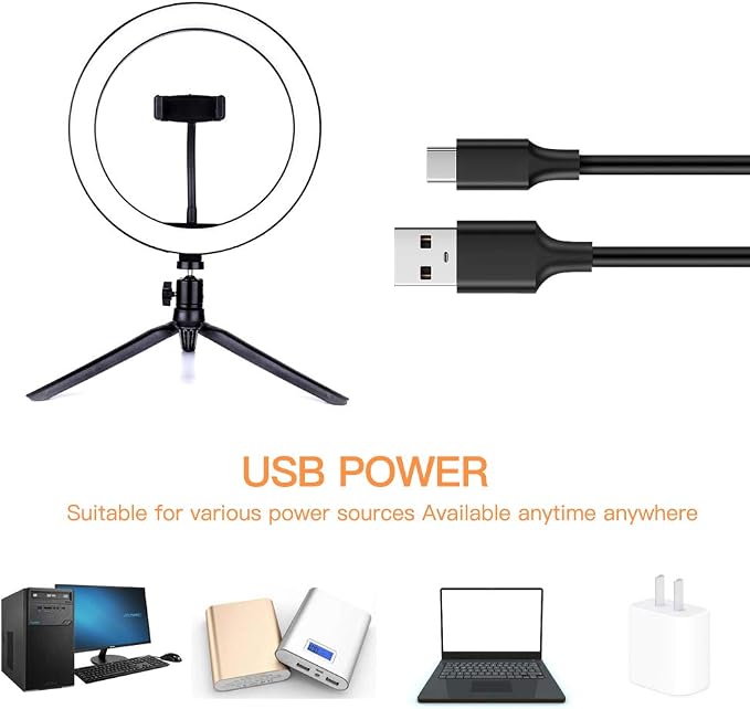 Ring Light with Stand OEBLD Dimmable Desk Selfie Ring Light with Phone Holder - Image 4