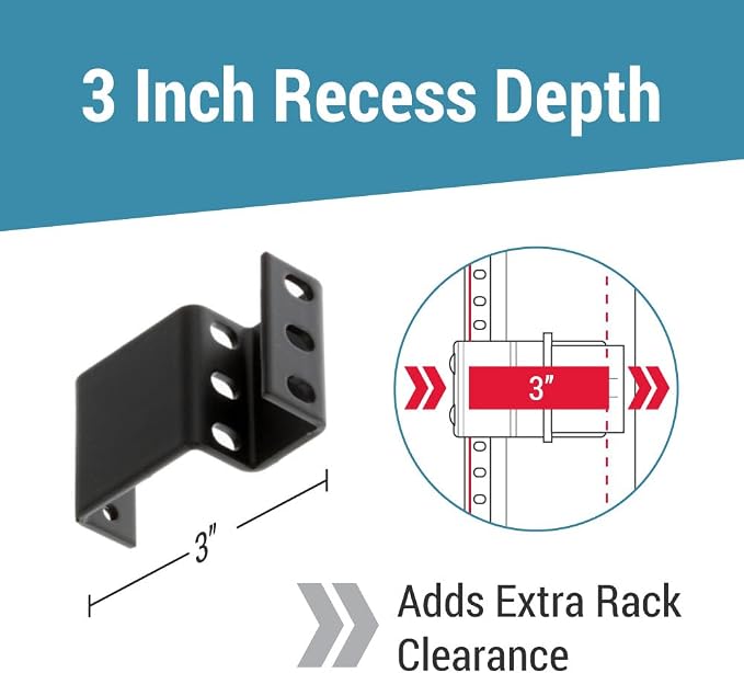 CablesAndKits - 1RU Recessed Rack Adapter - 3" Extension/Recess from Face of - Image 5