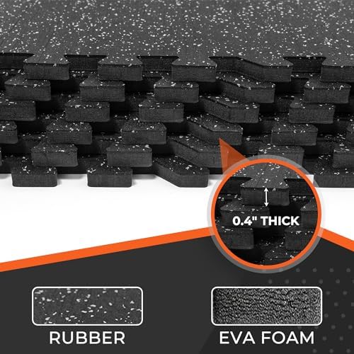 SUPERJARE 0.4'' Thick 24 Pcs 96 Sq Ft Rubber Top Exercise Equipment Mats - Image 5