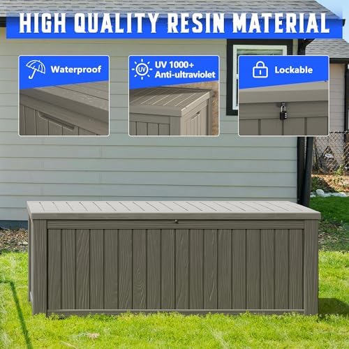 Outdoor Storage Box, Resin Deck Box Indoor and Outdoor, Waterproof Lockable Lid - Image 5