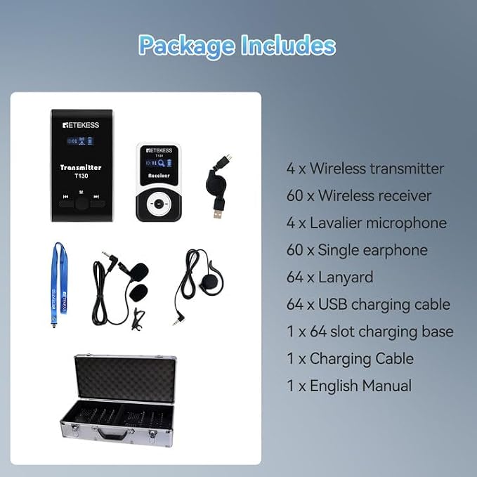 Retekess T130 Wireless Tour Guide System, Tour Guide Microphone and Speaker - Image 9