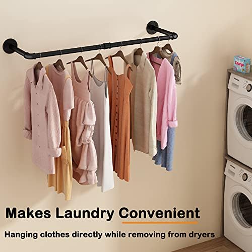 Wall Mounted Clothes Rack 24in, Industrial Pipe Wall Mount Clothing Rack - Image 5
